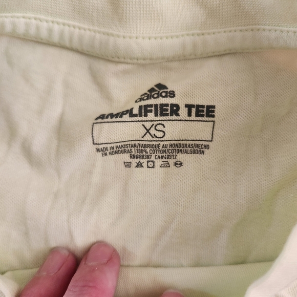 NWOT Adidas Lime T-Shirt with Purple Logo, Size XS - Picture 2 of 5